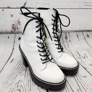 Madden‎ Girl Karma White Combat Boots Size 8